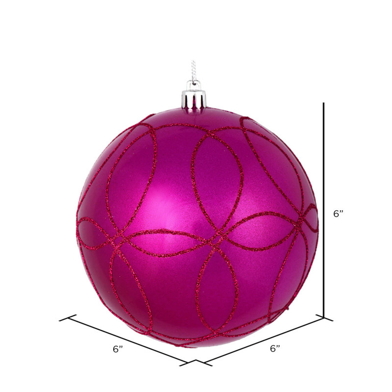 Ornement boule bonbon avec cercle scintillant, Fuchsia