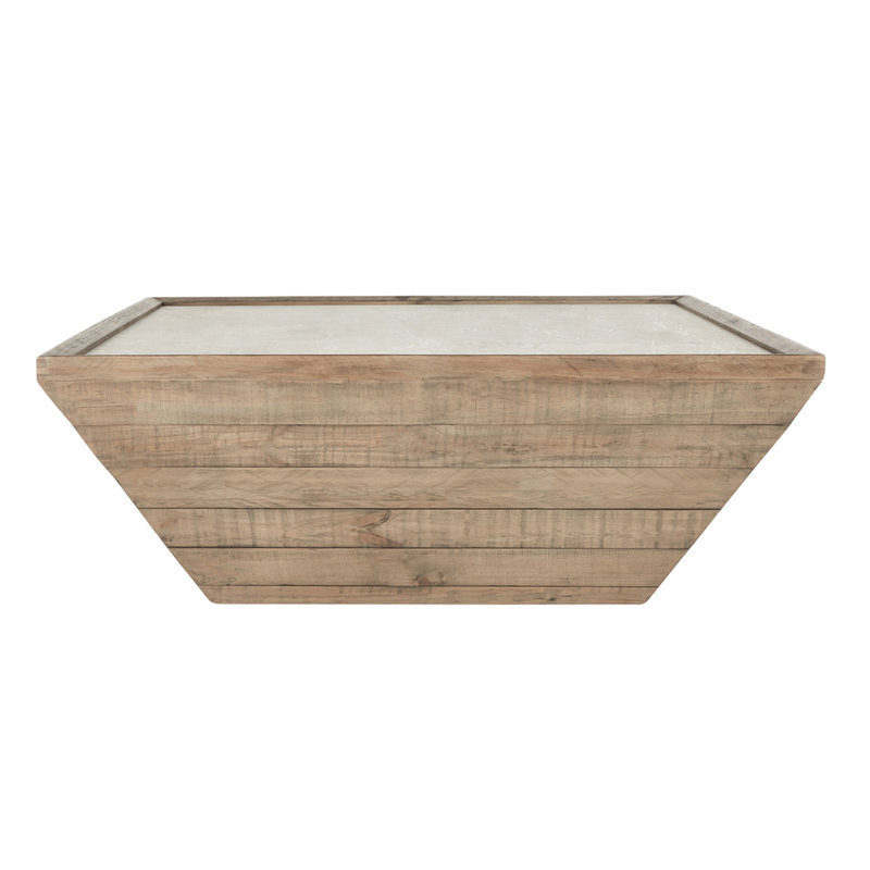 Dalton Square Reclaimed Pine Wood Coffee Table with Concrete Top