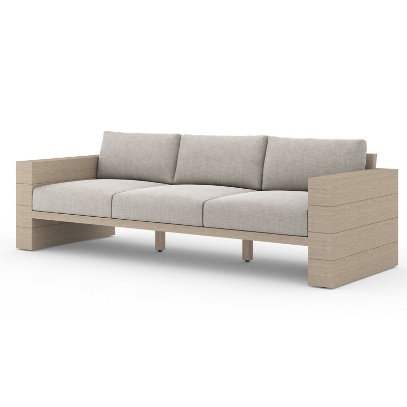 Tsubaki 96" Wide Patio Sofa, Washed Brown, Charcoal Polypropylene/Olefin