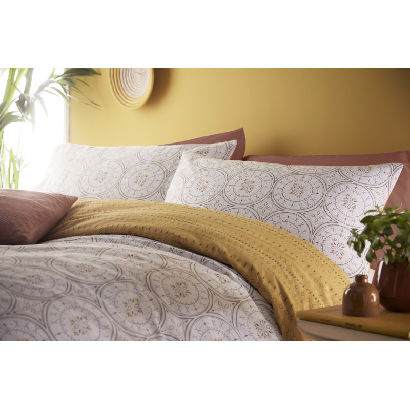 Cotton Blend Geometric Shapes Duvet Cover Set with Pillowcases, Super King Duvet Cover + 2 Standard Pillowcases