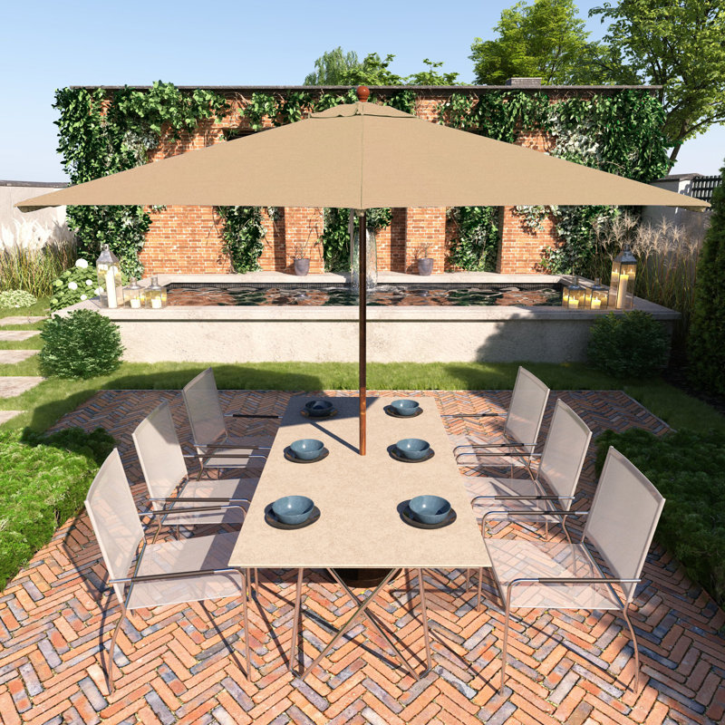 Parasol de patio en bois 11 pi, Beige antique
