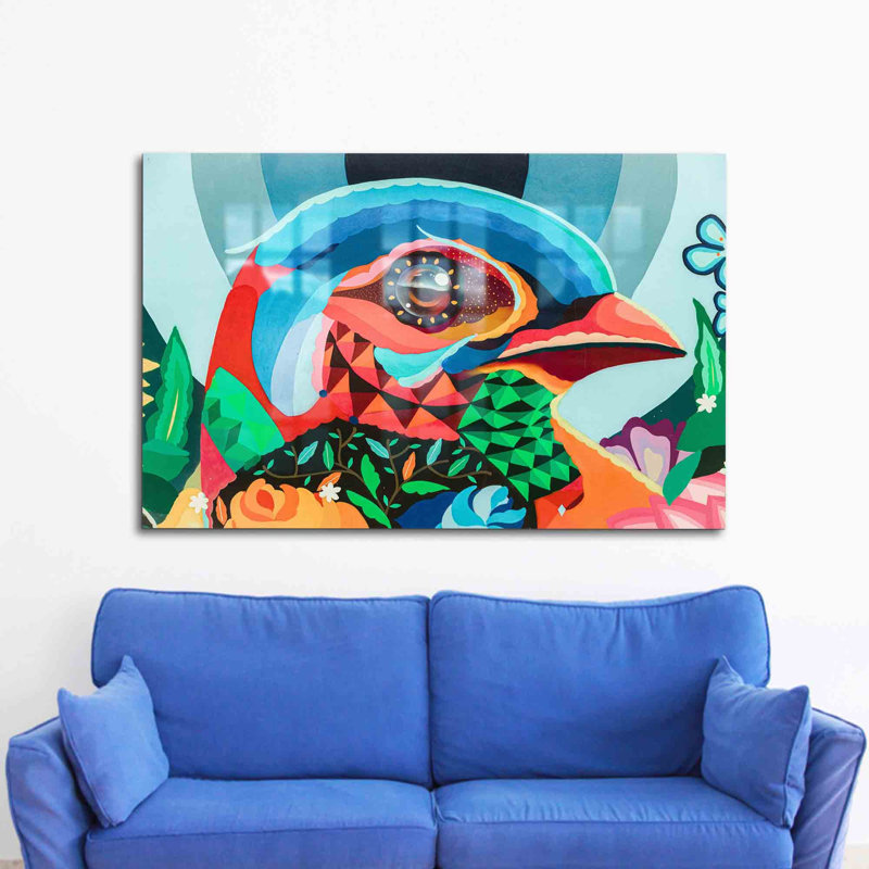 Graffiti abstrait sur verre trempé pour une décoration murale unique avec une touche moderne, H 11,8 po x l 17,7 po
