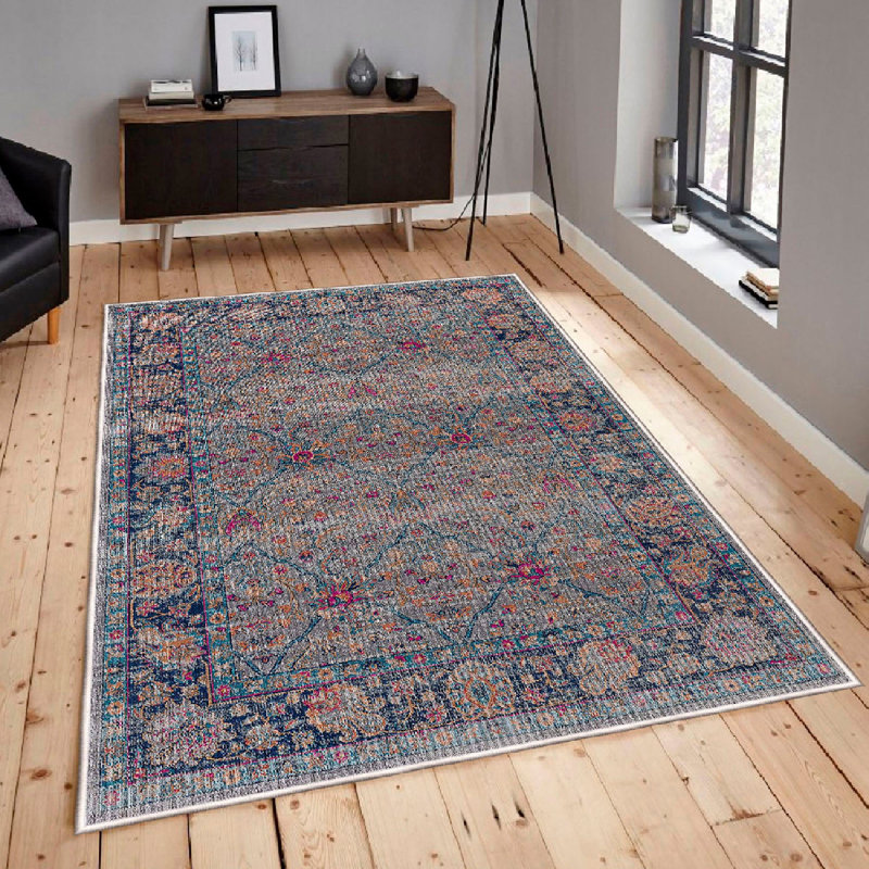 Premium Cotton Area Rug, 5.2 x 7.5 Feet, Antibacterial & Non-Slip PVC Underside | 100% Cotton, 1.4 lbs/sq ft, Pile Height: 0.4 inches, Machine Washable | Stylish Pink, Orange, Blue & Mink Colors for Home Décor