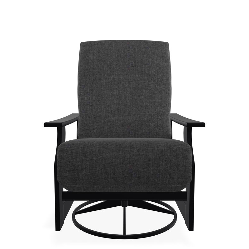 Chaise berçante pivotante en polymère St. Catherine, Noir, Tissage uni ardoise coulée Sunbrella®