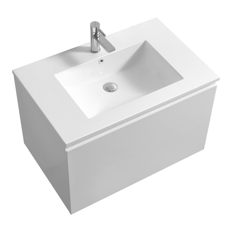 Balli 32" Wall-Mounted Single Bathroom Vanity Set, Gloss White