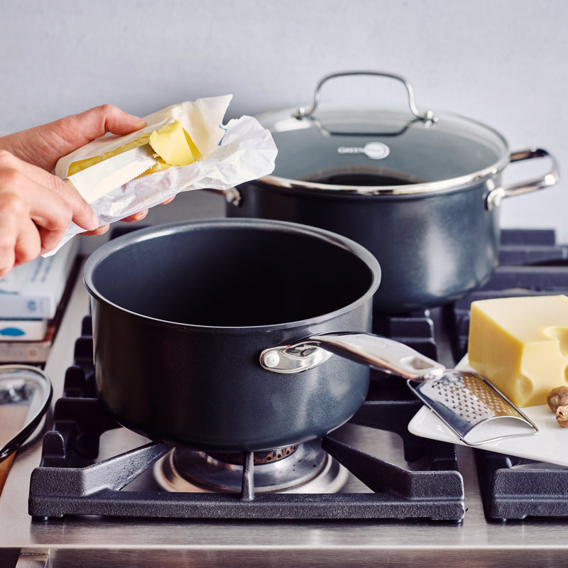 GreenPan Chatham Black Prime Midnight Healthy Ceramic Nonstick, 3qt Saucepan with Lid