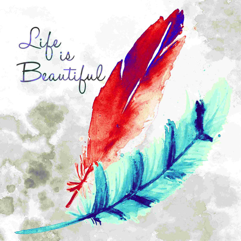 Belles plumes - peinture sur toile tendue, H 36 po x l 36 po