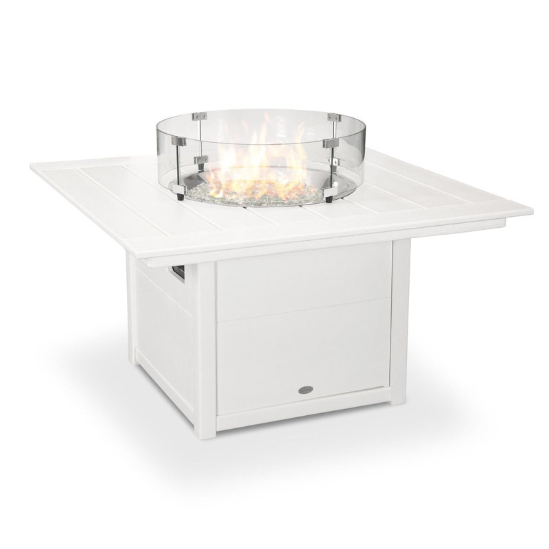 POLYWOOD Square 42" Fire Pit Table, White