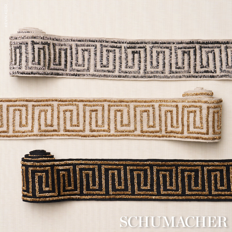 Delphi Beaded Tape, Gold on Black