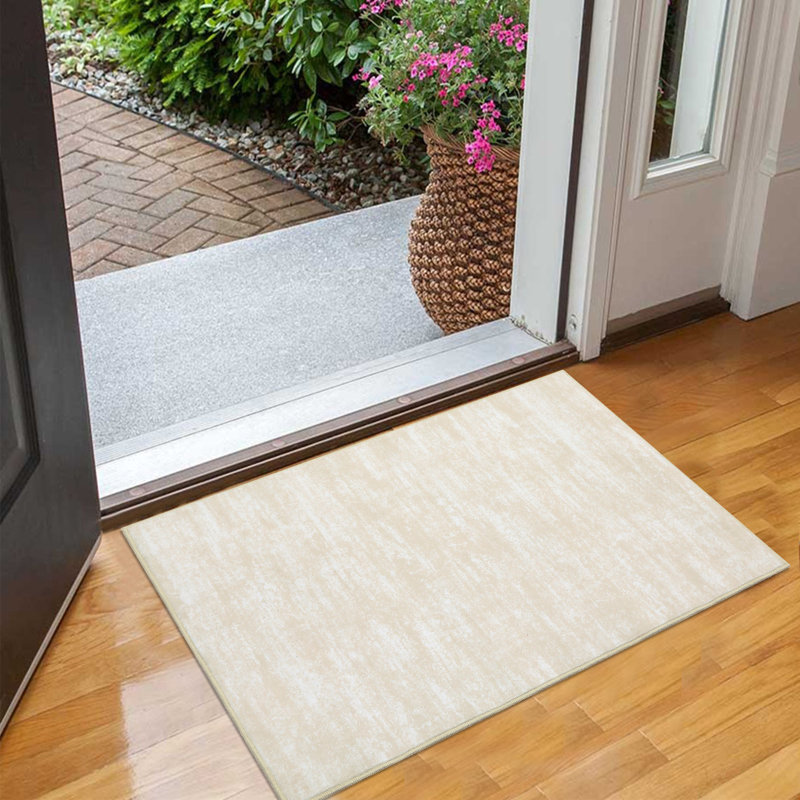 Machine Washable Rug with Rubber Backing for Living Room Modern Non-Slip Dining Room Rug Easy-Cleaning Solid Floor Carpet for Bedroom Hallway Kitchen Office Playroom