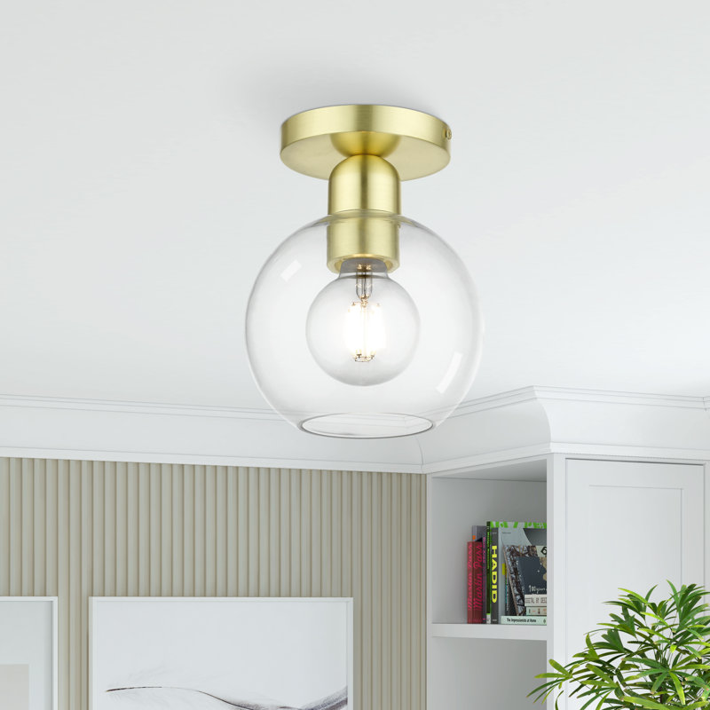 Plafonnier semi-encastré 1 lumière 6,5 po Funnell, Laiton satiné