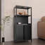 Armoire de rangement en bambou noir, armoire de salle de bain séparée avec 2 portes, armoire de plancher pour le salon, la cuisine et l'entrée