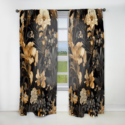 Gaerwyn - Feuille d'or tropicale sérénade I - Rideau à feuilles - Velours obscurcissant - 1 panneau