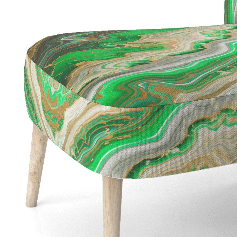 Chaise d'appoint rembourrée Mid-Century, Mélange de polyester vert