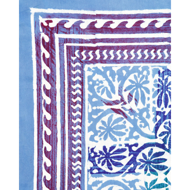 Floral 100% Cotton Tablecloth, 108" x 90", Blue