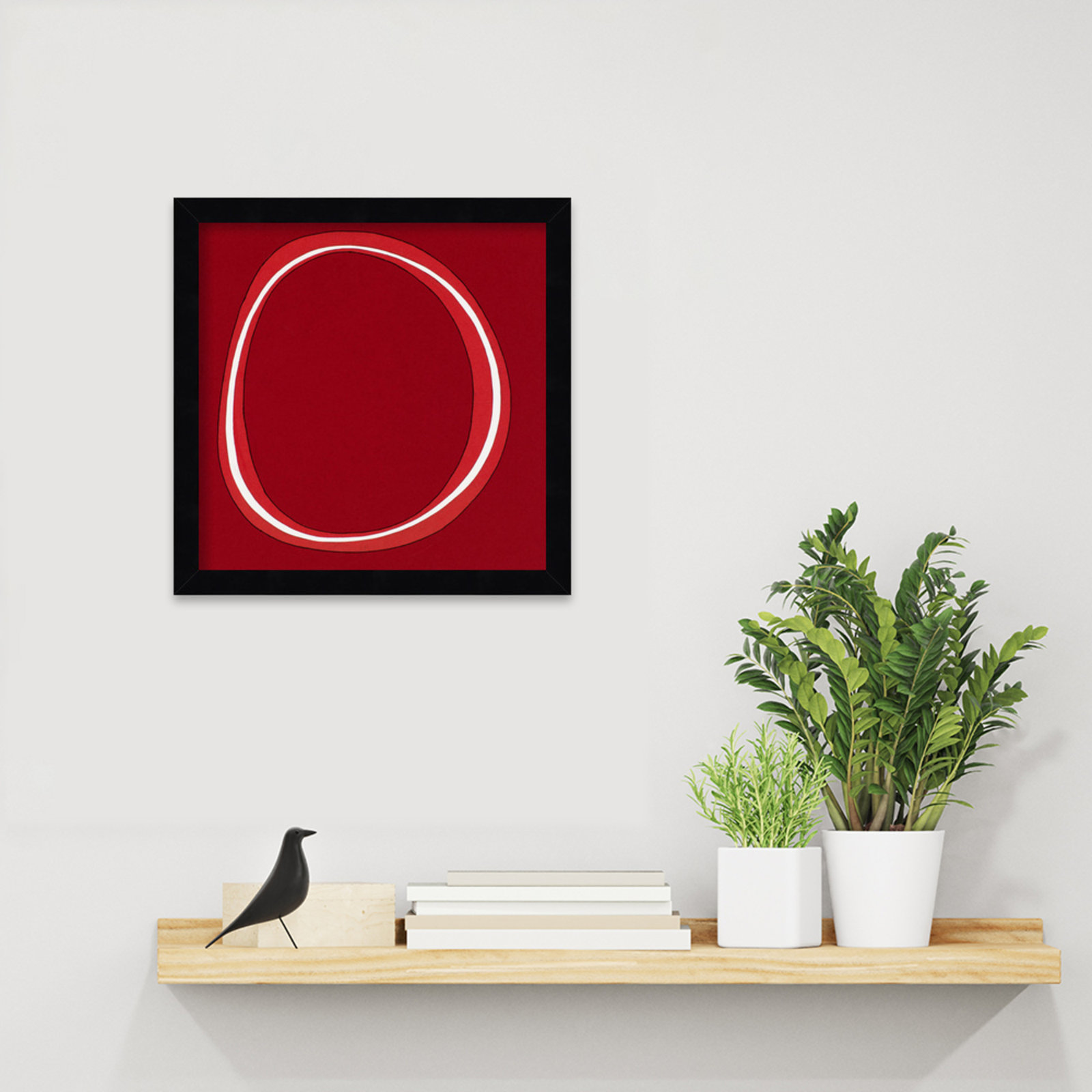 Red Circle Print by Alex Dunn, 13" H x 13" W, Black