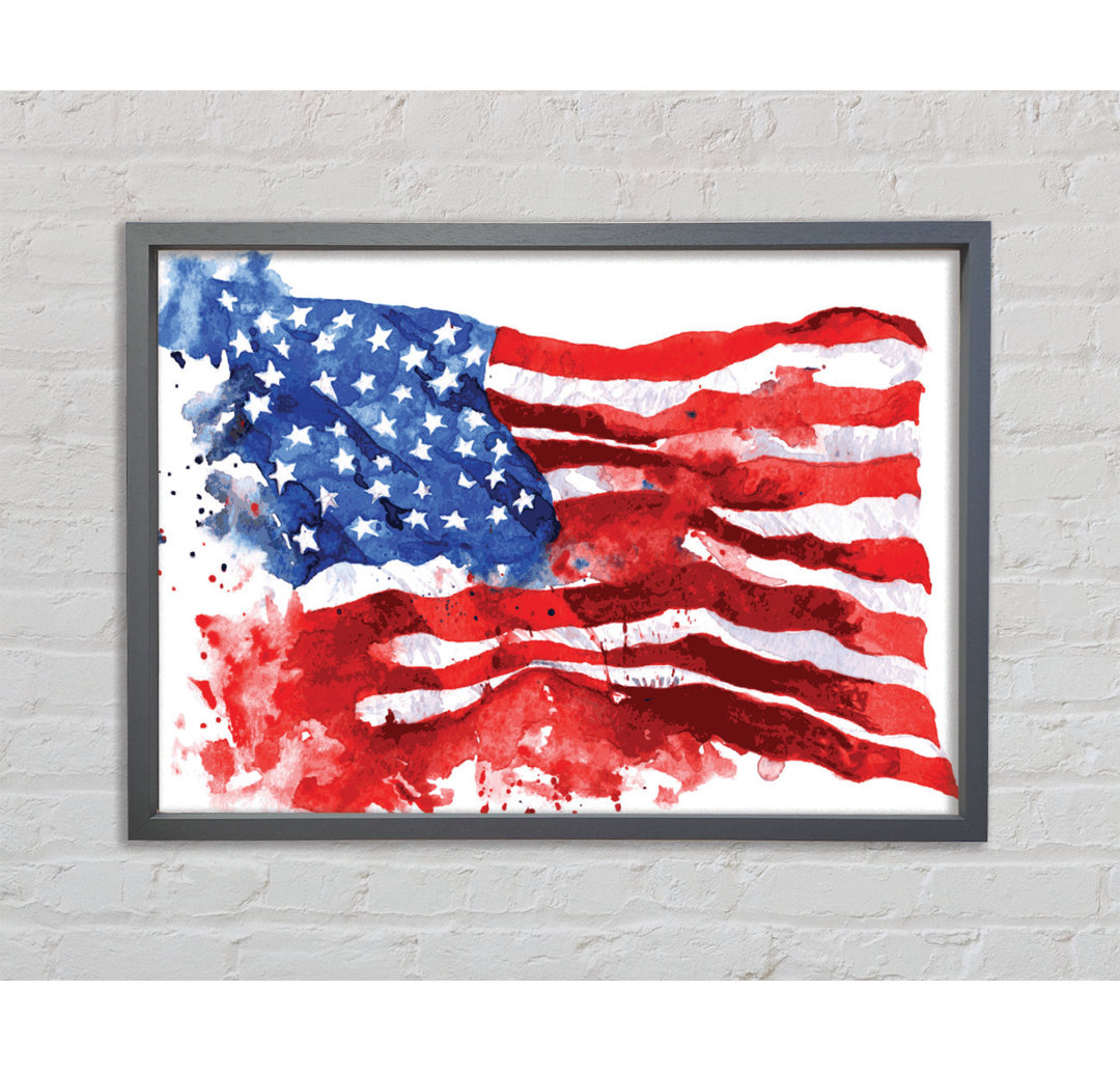 The Ink Splatter American Flag - Einzelbildrahmen Kunstdrucke auf Leinwand