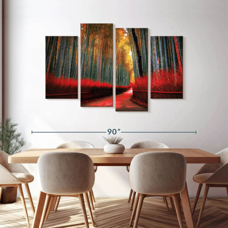 Impression sur toile Arashiyama Bamboo Trail, H 48 po x l 75 po x P 1,25 po