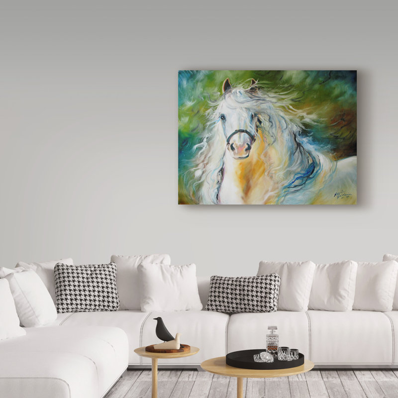 Duniya «White Cloud The Andalusian Stallion», reproduction de peinture acrylique sur toile tendue, H 14 po x l 19 po x P 2 po