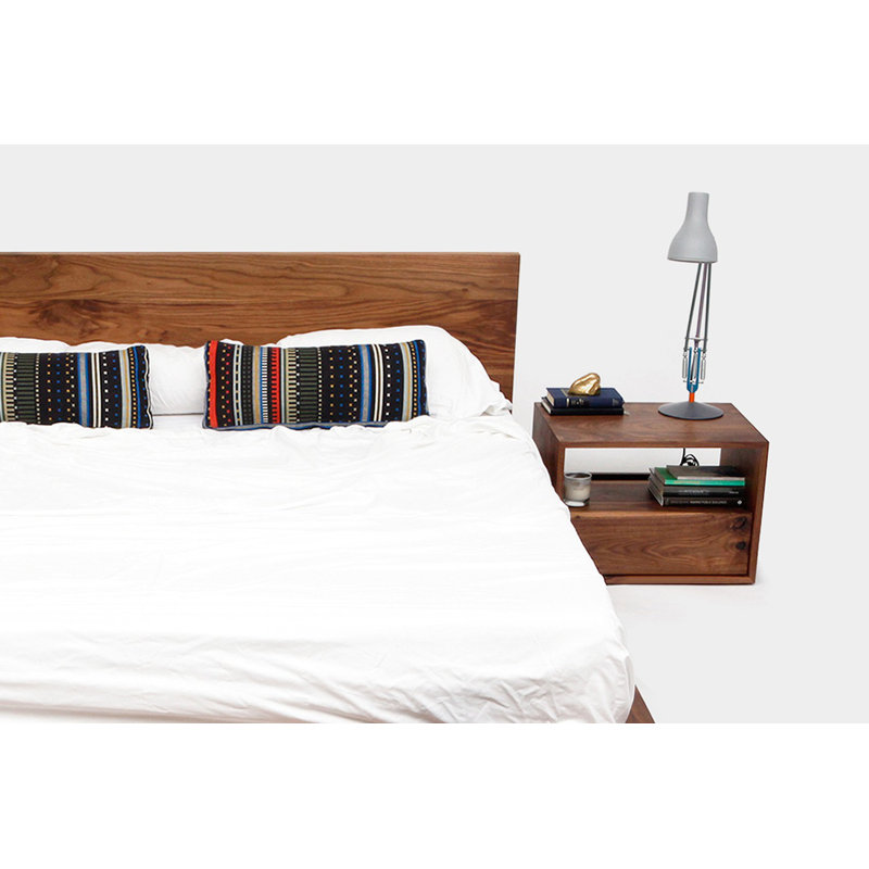 THN 1 - Drawer Solid Wood Nightstand, Walnut