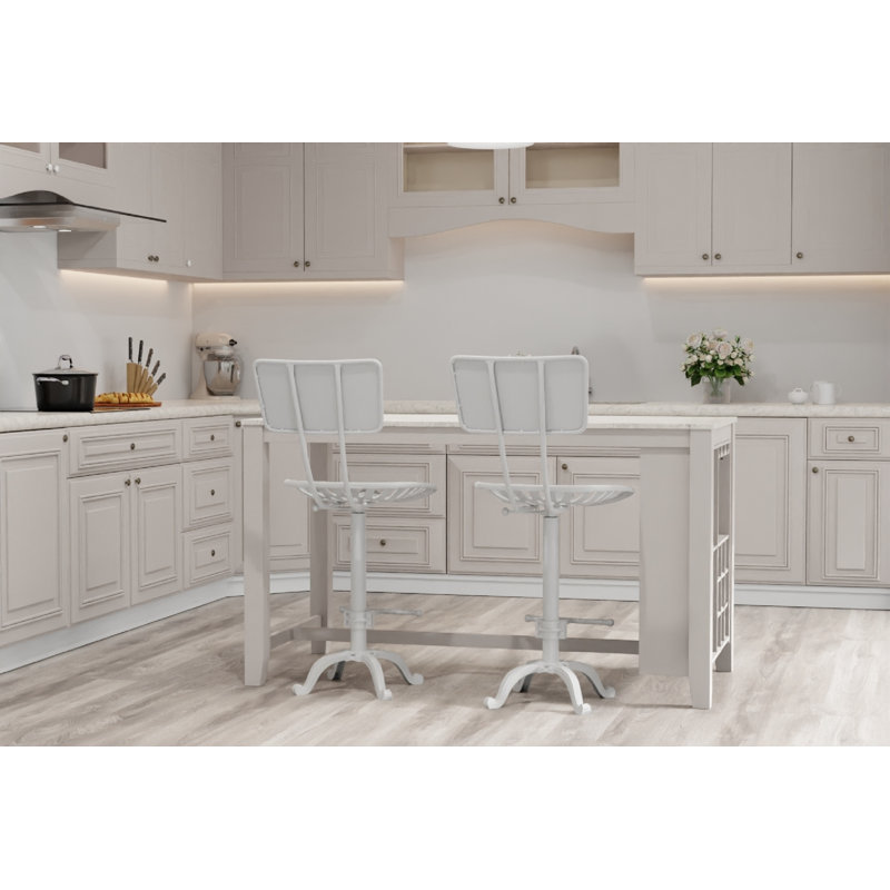Tabouret de bar 22-33 po Rustic White, Blanc