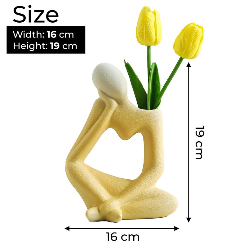 Vase en céramique avec tulipe Lusya Sunlit