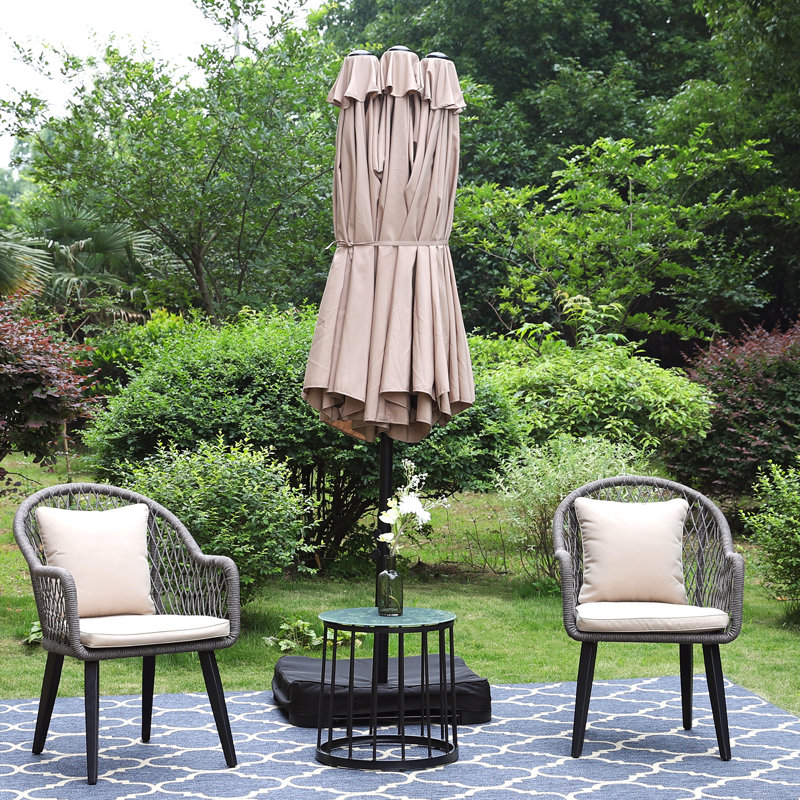 Parasol de marché rectangulaire avec base Nyasia 15 pi x 9 pi (sable non inclus), Beige