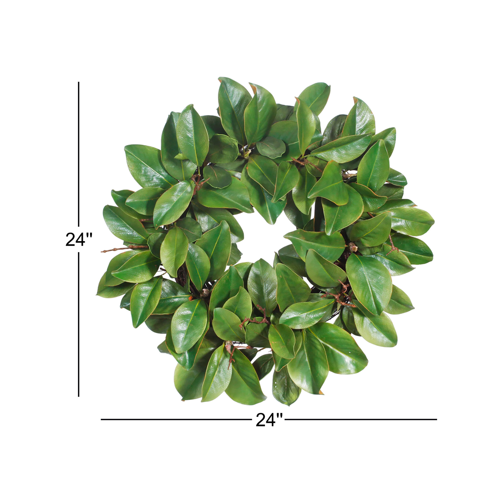 Billy-George Faux Magnolia Polyester Wreath, 24" H x 24" W x 7" D