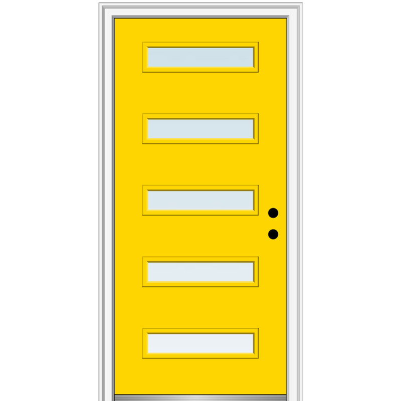 Porte d'entrée pré-suspendue lisse à 5 lumières à 5 lumières, Noir, noir, noir, noir, H 80 po x l 36 po x P 1,75po