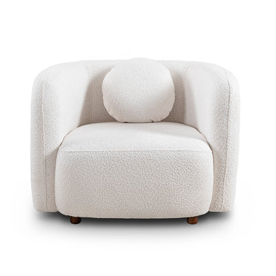 Minimalist Japandi Accent Sofa Chair With Ergonomic Design And Comfortable Boucle Fabric, Perfect For Modern Living Spaces.