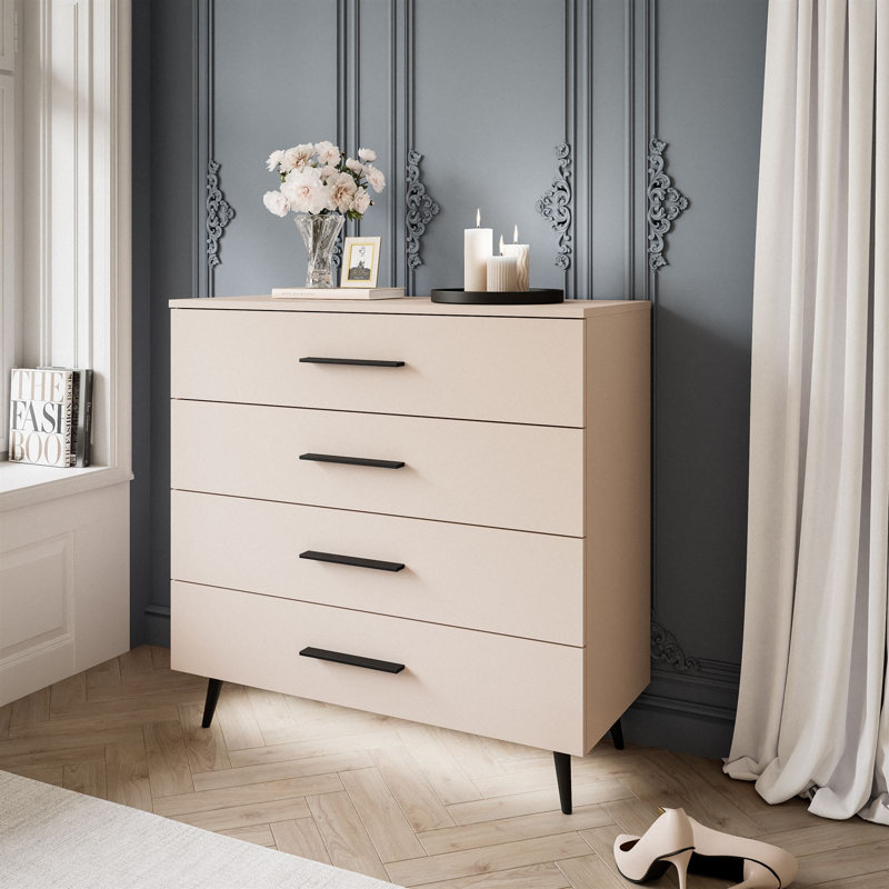 Azwa Chest of Drawers with Drawers, Cashmere/Black