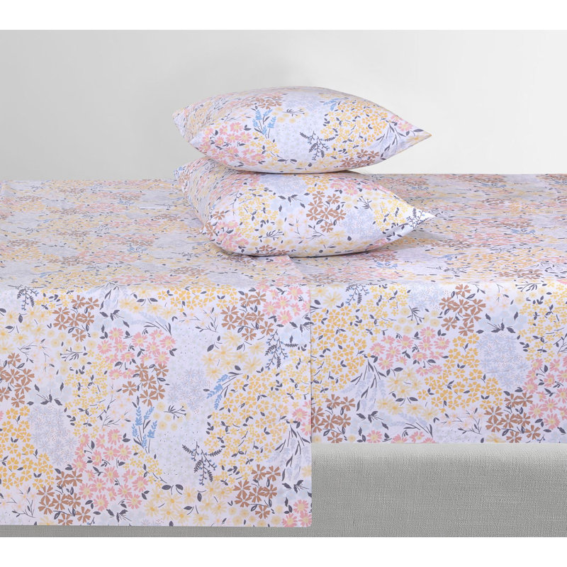 100% Cotton Sheets, 300 Thread Count Percale Weave Bedding, 16" Deep Pocket, Queen Sheet Set with 2 Pillowcases