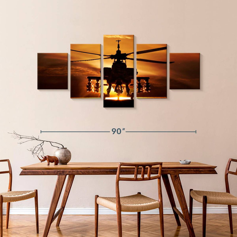 Silhouette d'hélicoptère Apache, H 42 po x l 92 po