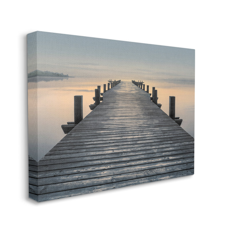 «Quiet Serene Dock Pier Foggy Morning Sunrise Scenery» par Mike Calascibetta - photographie, H 16 po x l 20 po x P 1,5 po