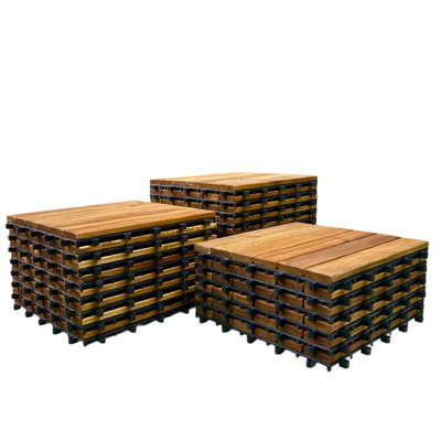 12" x 12" Wood Interlocking Deck Tile in Brown