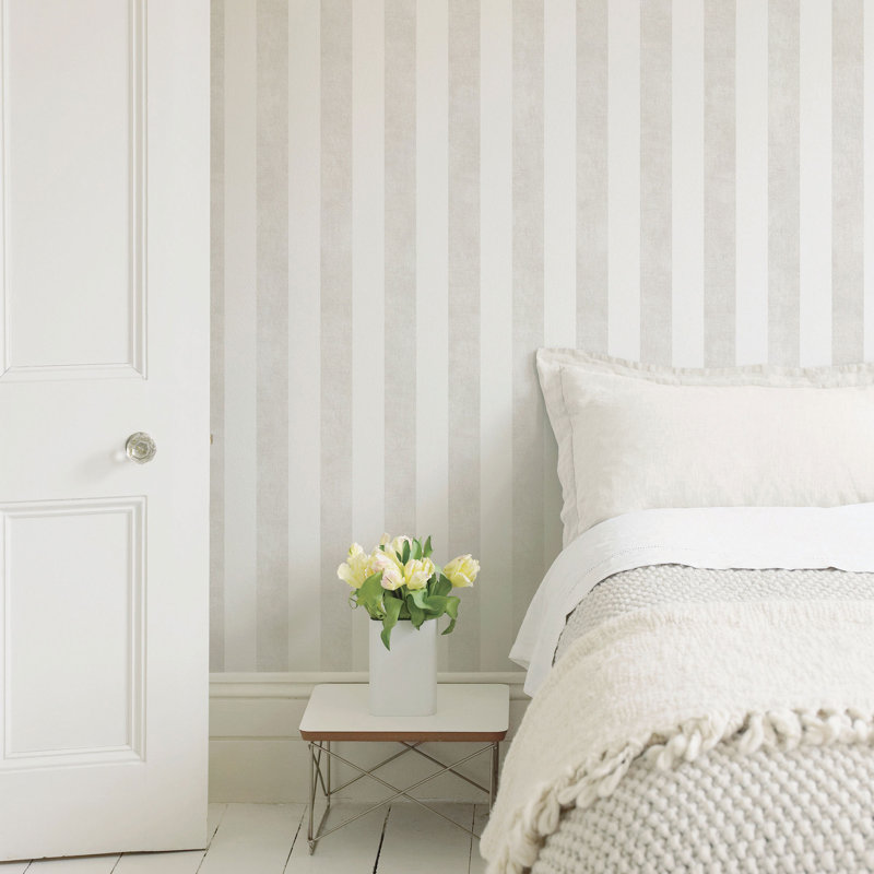 Dodd 10m x 52.8cm Matte Wallpaper Roll, Taupe/White