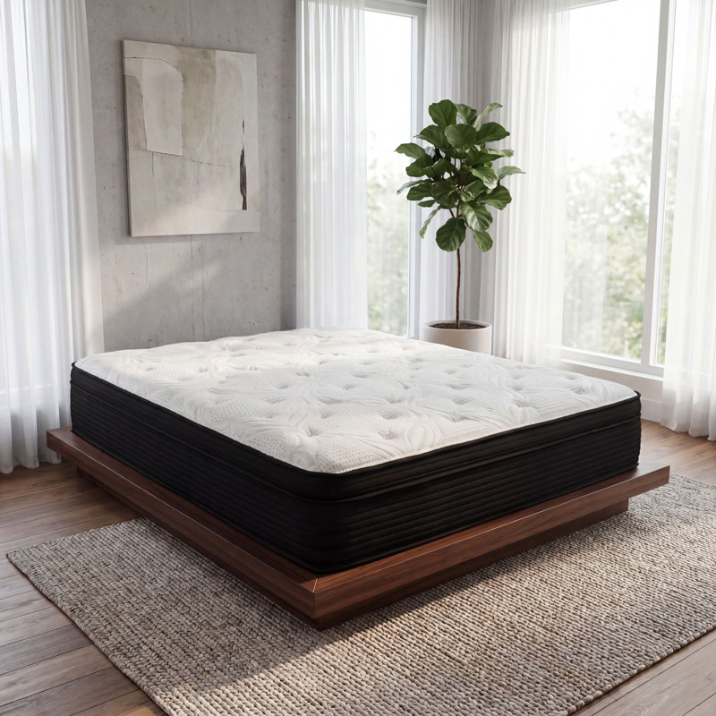 Kripinski 13" Queen Plush Hybrid Mattress With Pocketed Coils & Phase-change Cooling Fabric, Queen