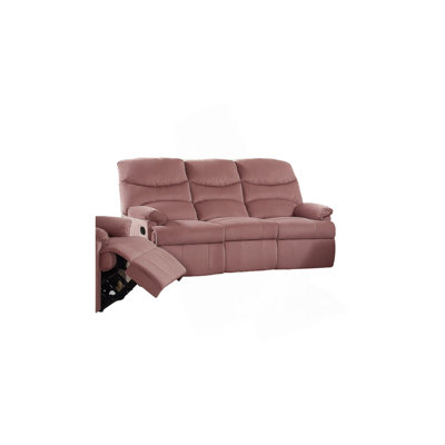 Luxurious Velvet Blush Pink Color 3-Seater Manual Recliner Sofa Couch Manual Motion Plush Armrest Living Room Furniture 1Pc Sofa Couch