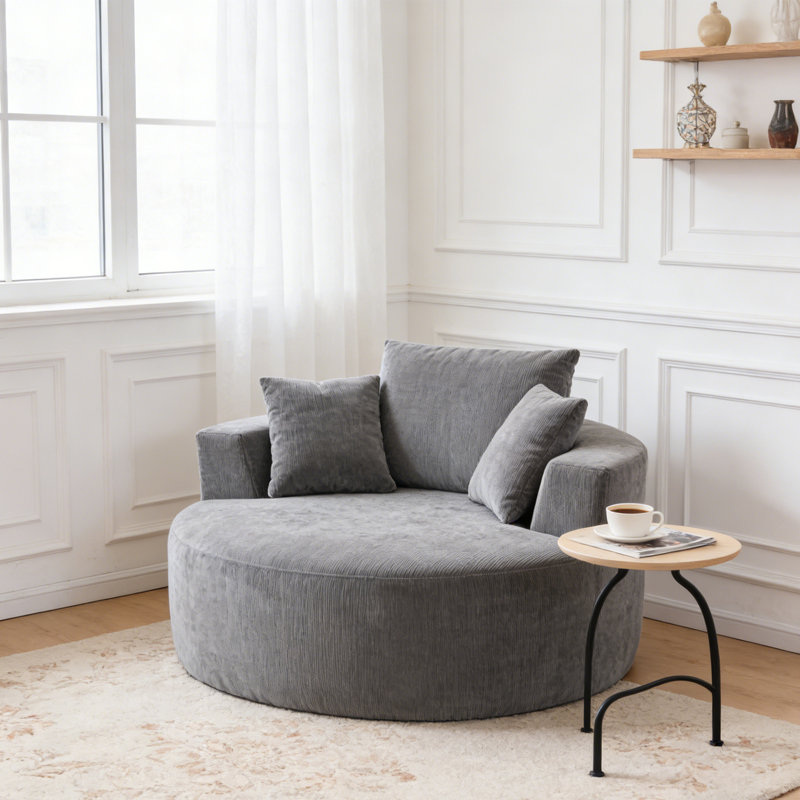 Fauteuil en chenille surdimensionné sans assemblage requis, Gris