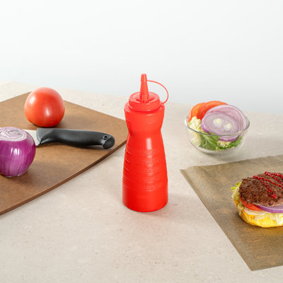  Plastic Squeeze Bottle 16 oz Wide Mouth Condiment Bottle With Cap Reusable Dishwashable Red Sauce Dispenser For Syrups, Ketchup, Oil, Dressing, Art And Craft