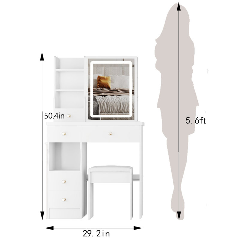 Small Makeup Vanity, White