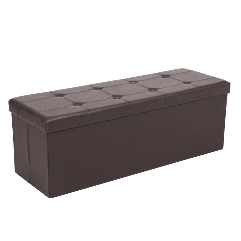 Repose-pieds de rangement rectangulaire en similicuir Humboldt, Brun