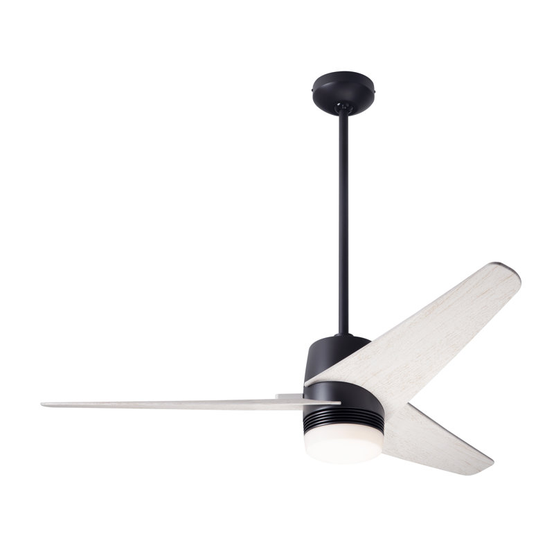 Velo 48'' Ceiling Fan with LED Lights, Dark Bronze, Wall Control, Whitewash