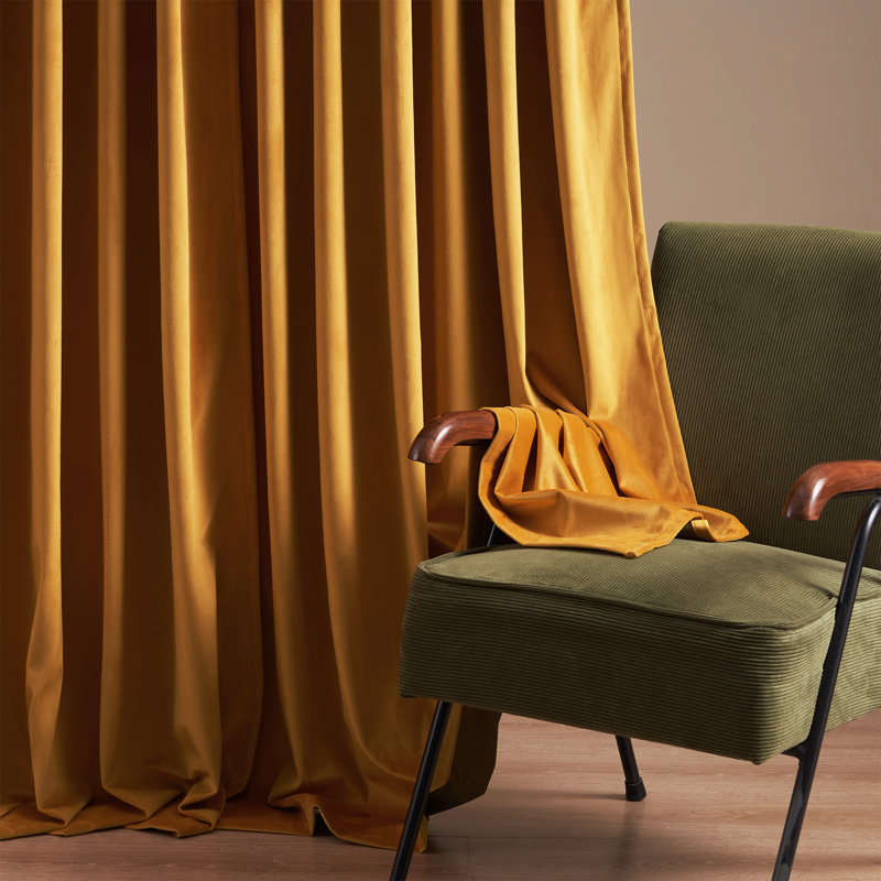 Thermal Blackout Curtain Panels, Mustard, 52" W x 90" L