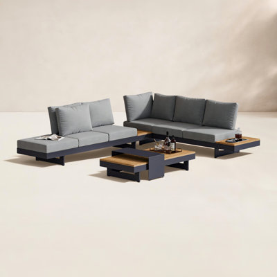 97" Teak Patio Sectional