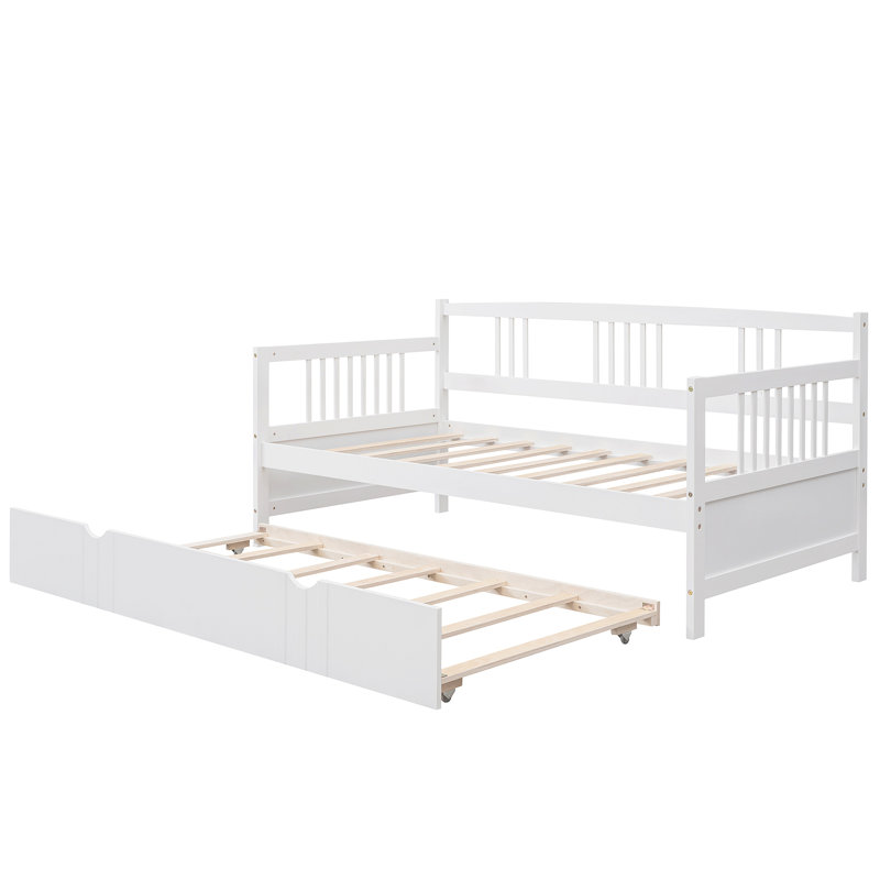 Lit de jour avec couchette en bois, Lit simple, Blanc