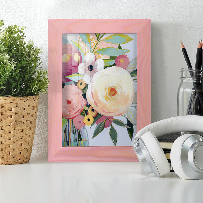 Georgia Bouquet II, encadré sur papier, H 6 po x l 4 po x P 1 po, Rose