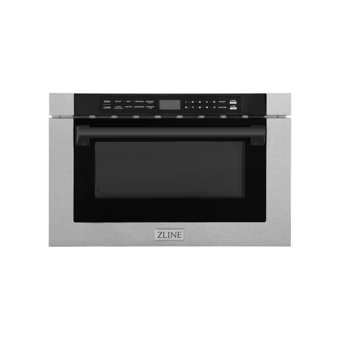 ZLINE Autograph Edition 24 in. 1.2 cu. ft. Microwave Drawer W/ a Traditional Handle in DuraSnow Stainless Steel & Champagne Bronze Accents ZLINE Accent