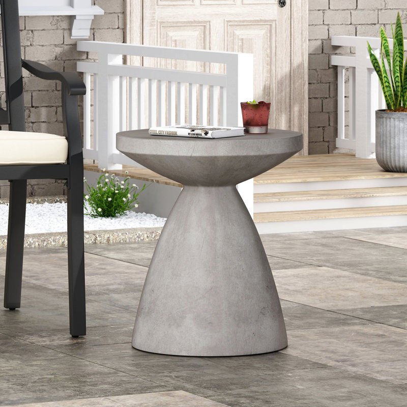 Table d'appoint d'extérieur en béton léger, Grey, Oxyde de magnésium