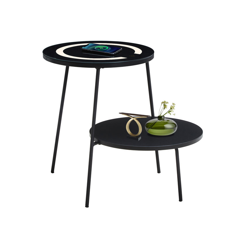 Aatreya Glass Top Abstract End Table